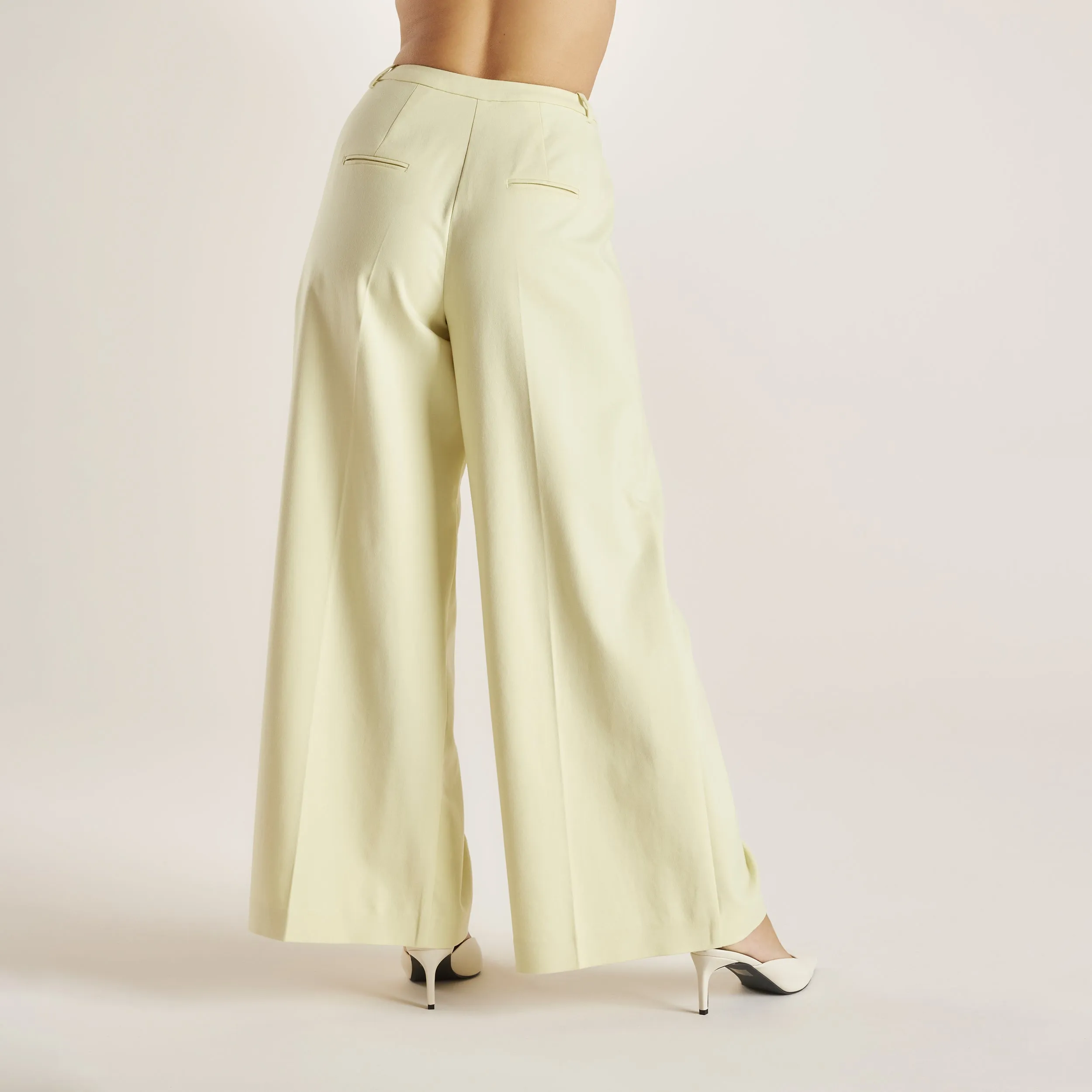 AdjustableTabs Woven Wide-Leg Pants - Buttermilk