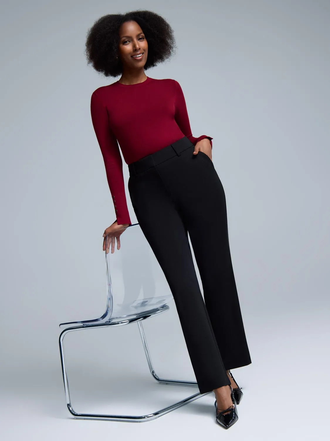 Mid-Rise Straight Leg Pants Sport Fit