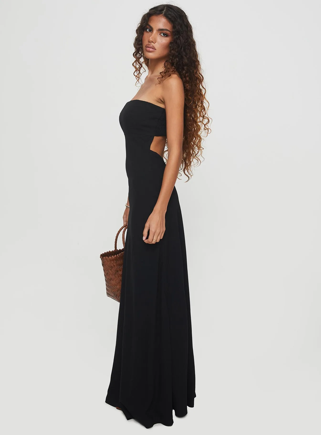 Yahir Strapless Maxi Dress Black Cool Finish
