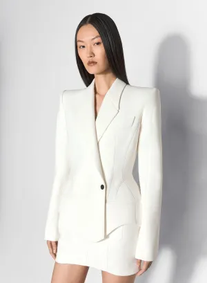 white mugler signature jacket CompactPacking Abrasion Proof Shoulders