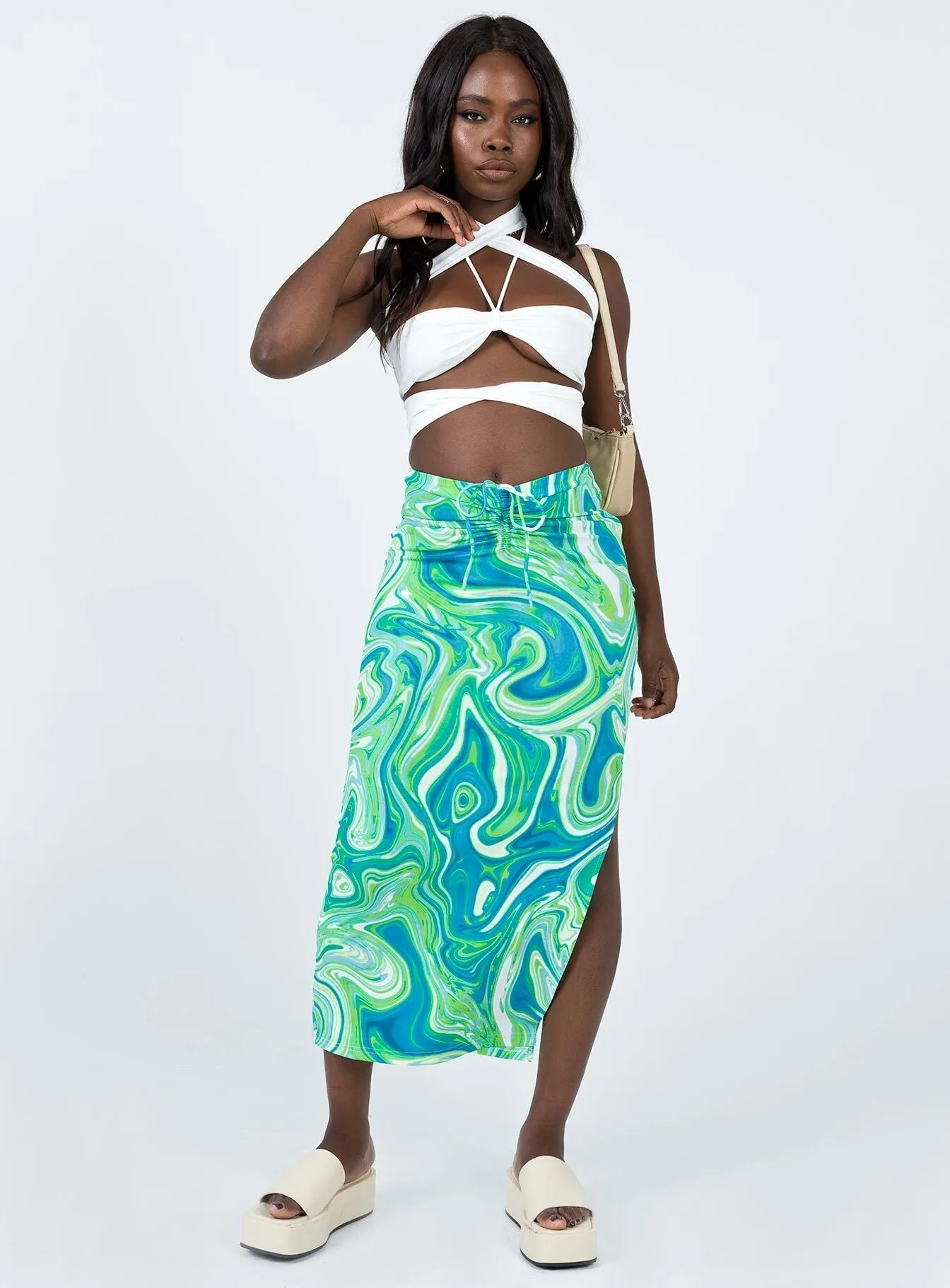 Yelena Midi Skirt Green All Season Wear Fit Choice
