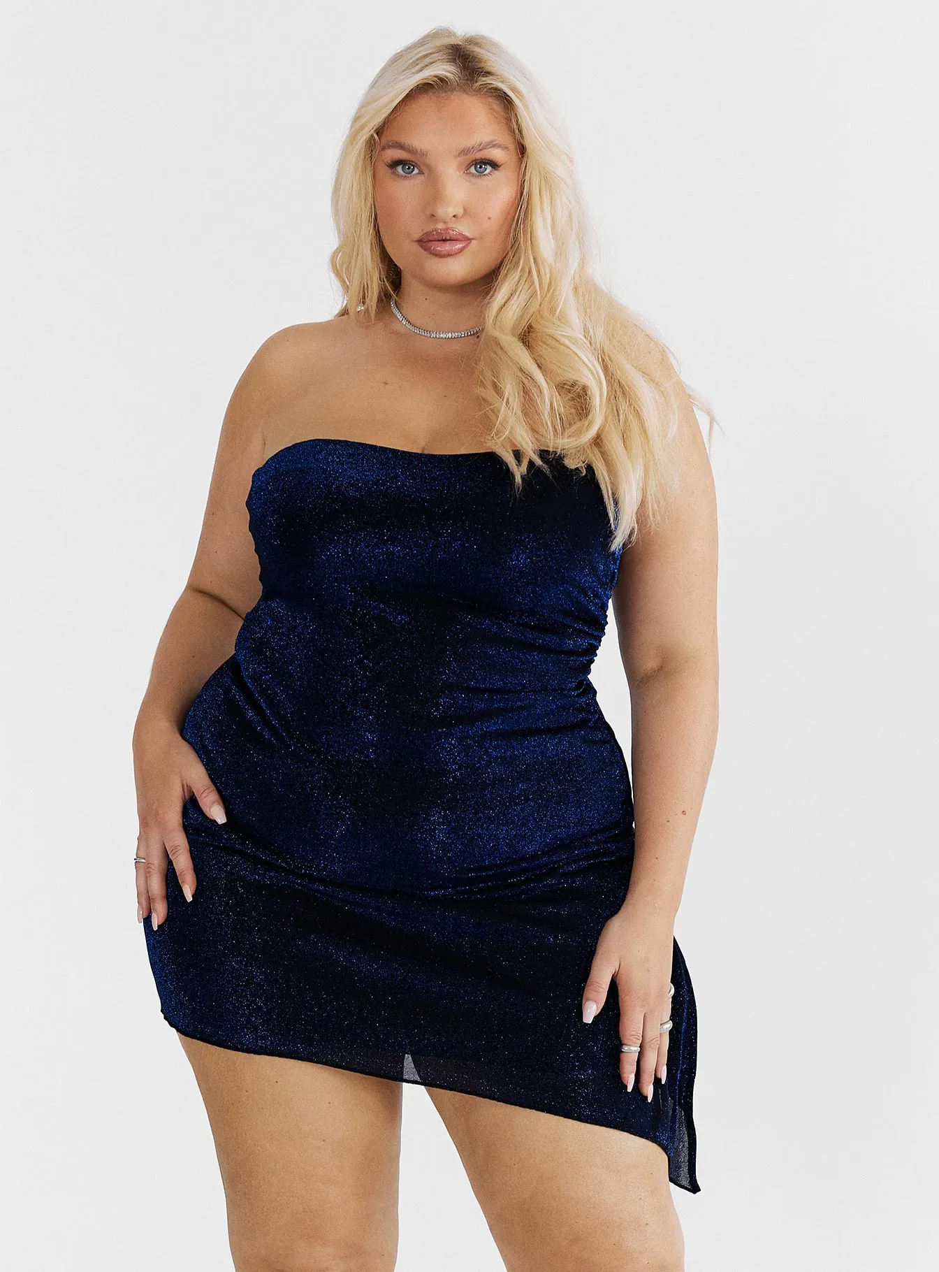 Donelli Mini Dress Navy Curve Dainty Finish Cozy Layers