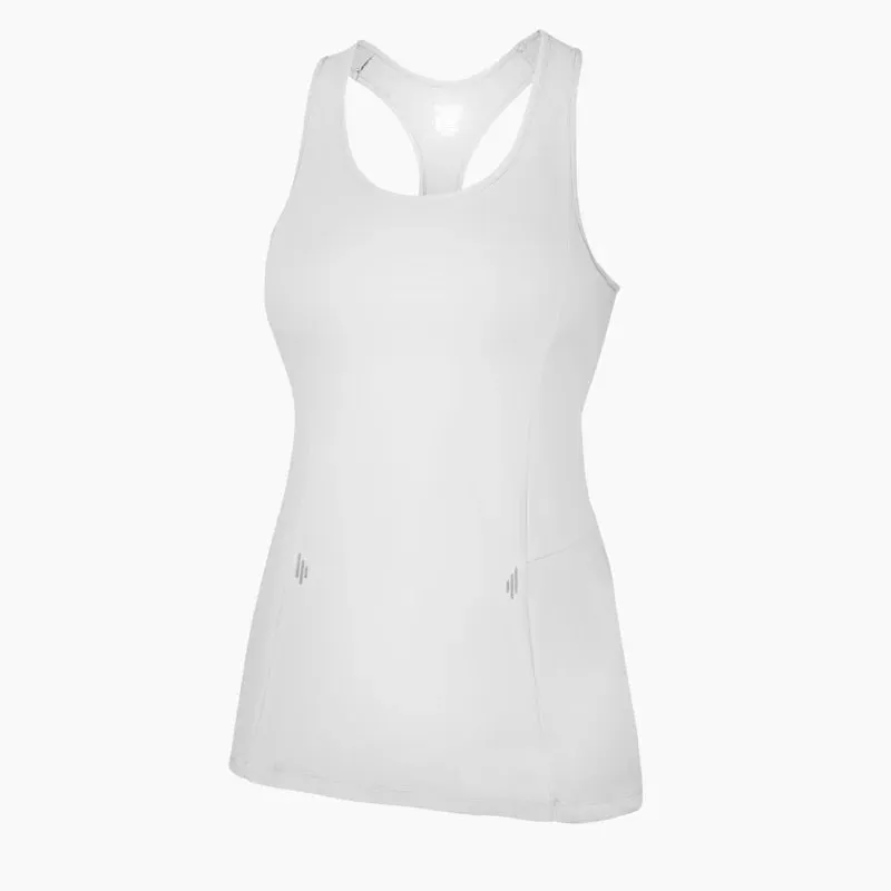 ZAAZEE Alana Racer-back Fitness Vest-Brazen White Workout Essential Stability - optimized