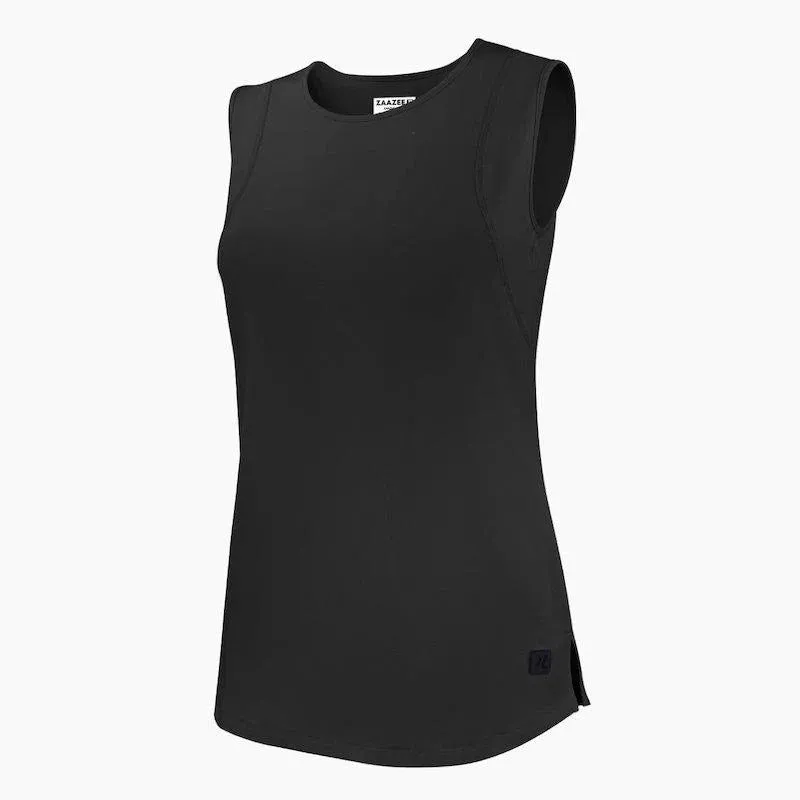 ZAAZEE Evangeline Fitness Vest-Jet Black Quick Recovery Fabric
