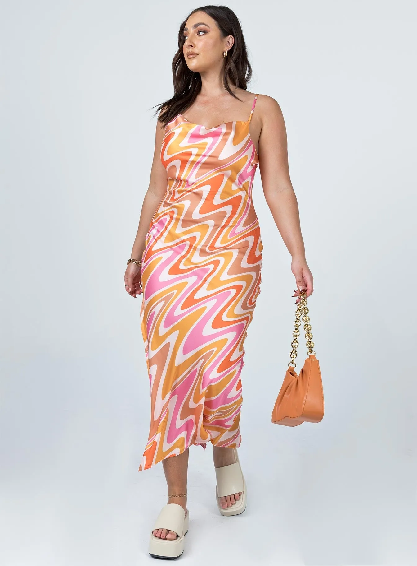 Feminine Charm Zamora Maxi Dress Orange / Pink