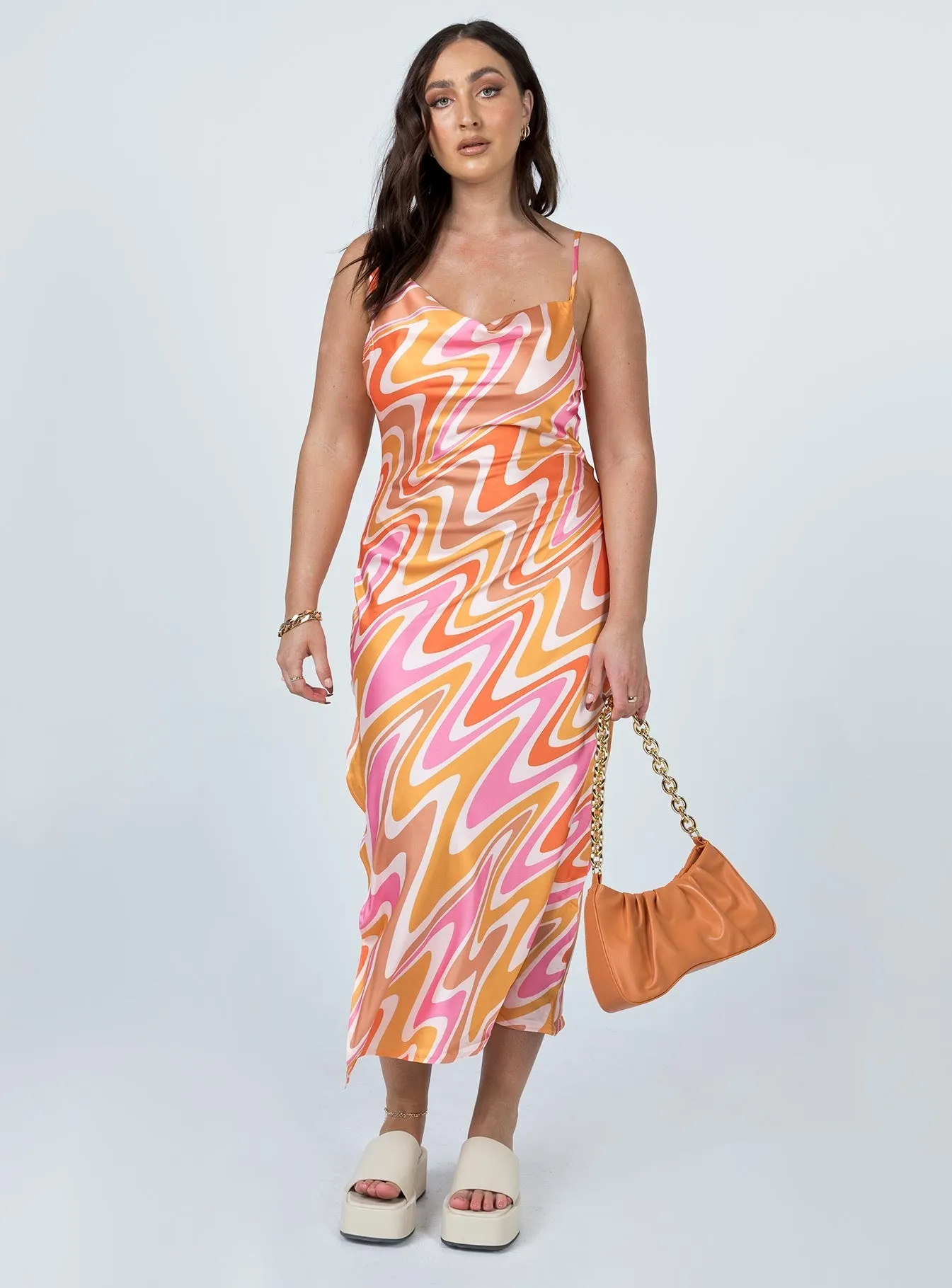 Zamora Maxi Dress Orange / Pink Timeless Design