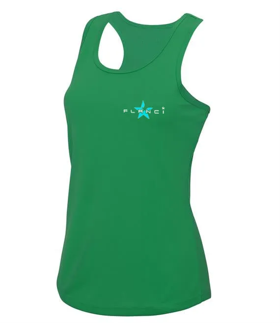 Women's Vest | FLANCI Logo High Viz | Green Stretchable Binding Hygienic Lining