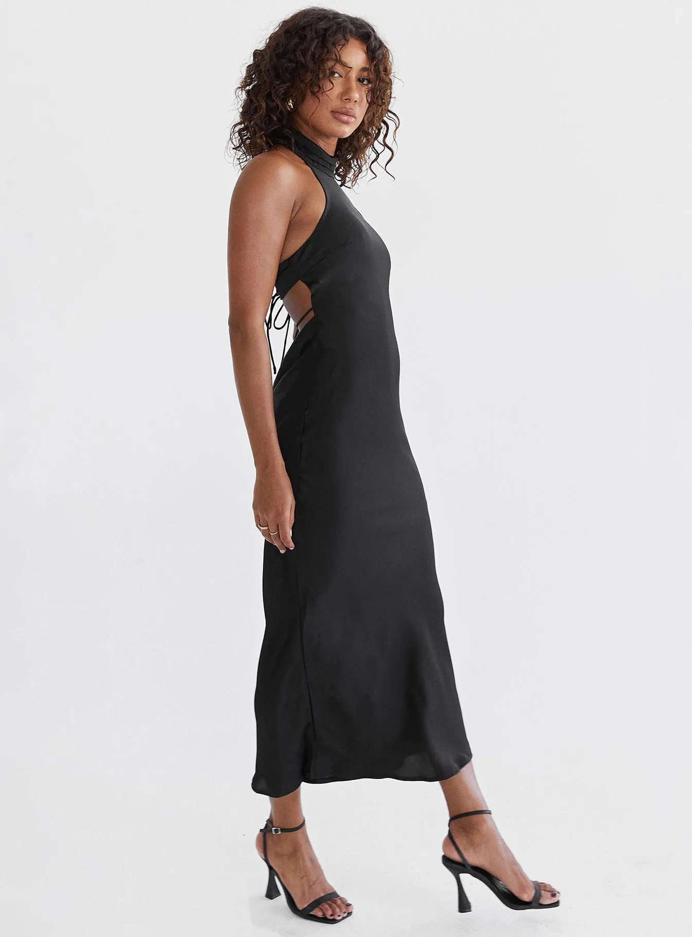 Take Me Back Midi Dress Black Front Detail Earth Colors