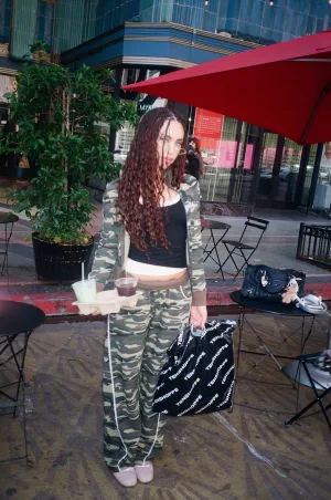 Premium Hoodie Sports Style ZIP UP CAMOFLAUGE CONTRAST RIBBING SWEATER