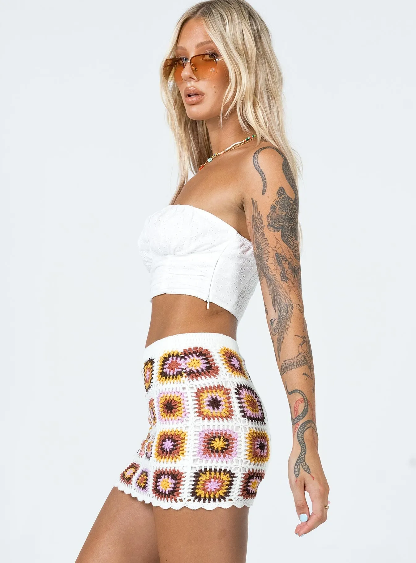 Breezy Flow Design Detail Barbados Crotchet Mini Skirt Multi