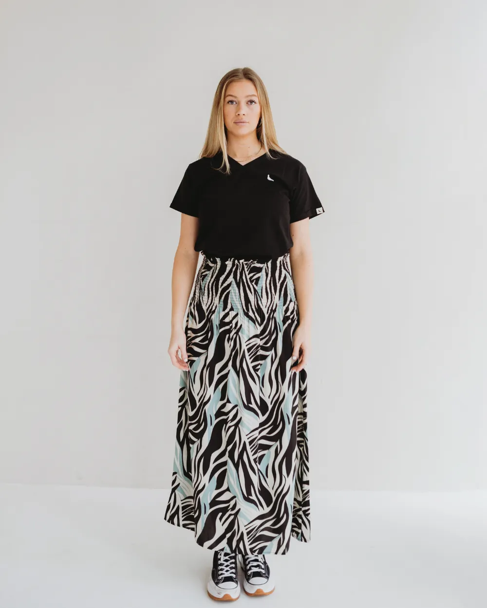 Zuri Multicolour Zebra Twirl Print Multifunctional Maxi Skirt Boutique Exclusive
