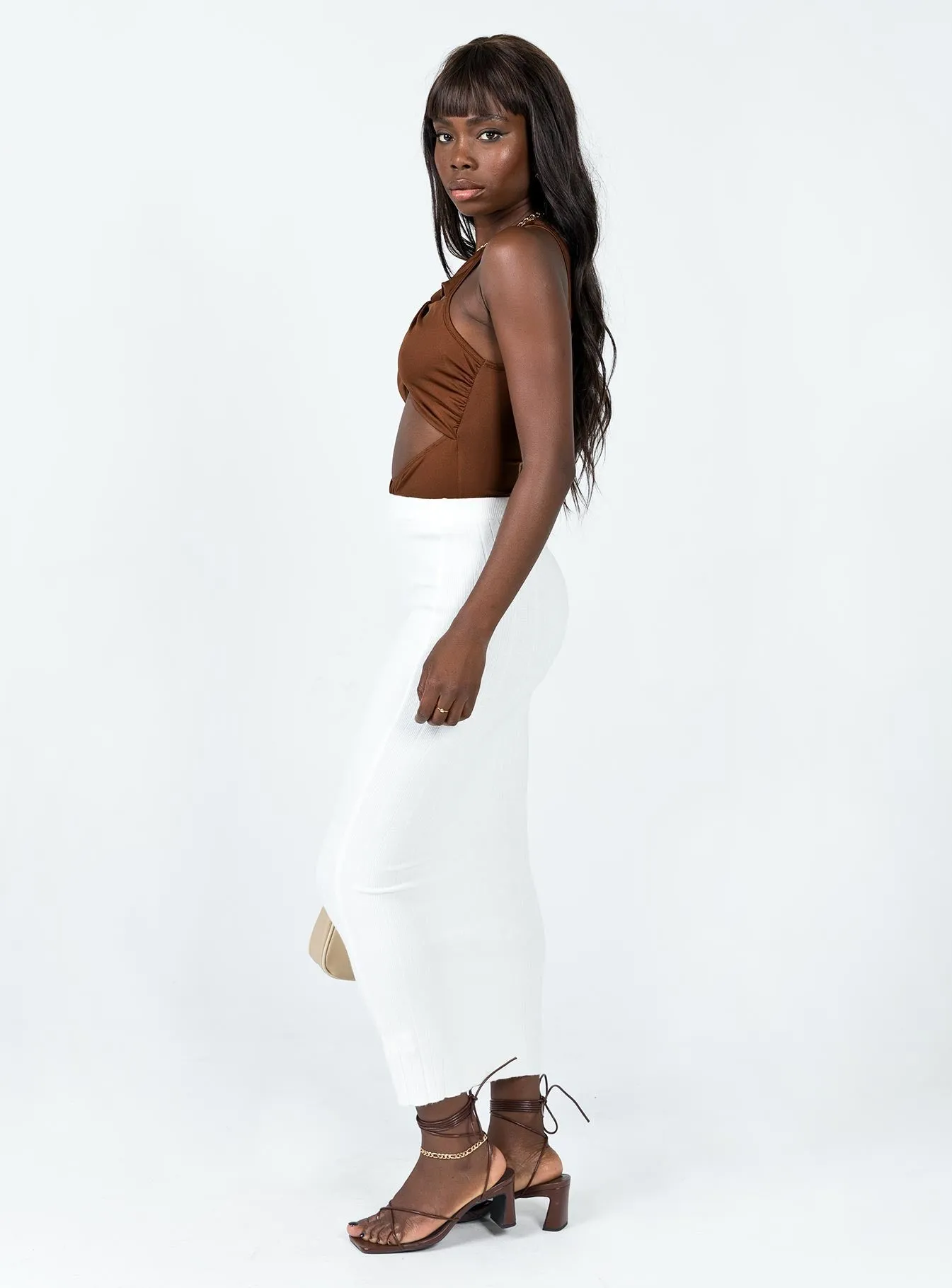 Draped Silhouette Zyler Maxi Skirt White